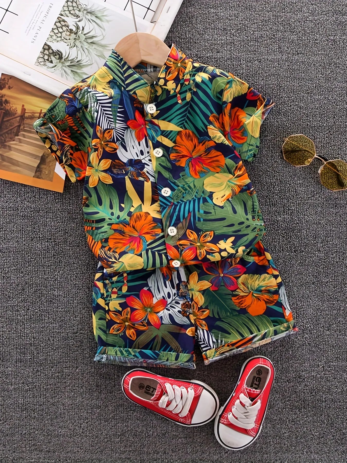 Conjunto Infantil Verão Masculino Florido