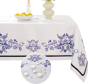 Toalha de Mesa Retangular Azul Floral