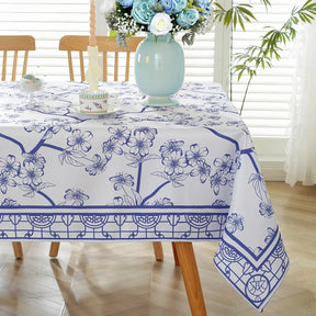 Toalha de Mesa Retangular Azul Floral