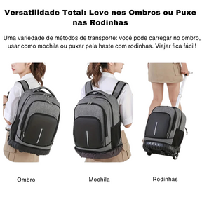 Mochila de Viagem Unissex com Rodas