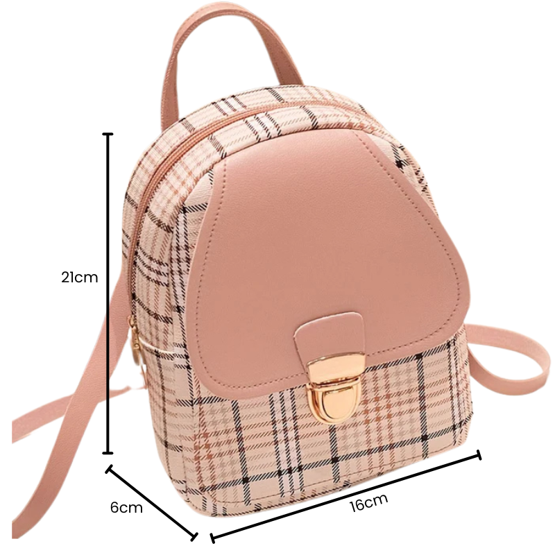 Mochila Feminina Quadriculada com Alças Ajustáveis