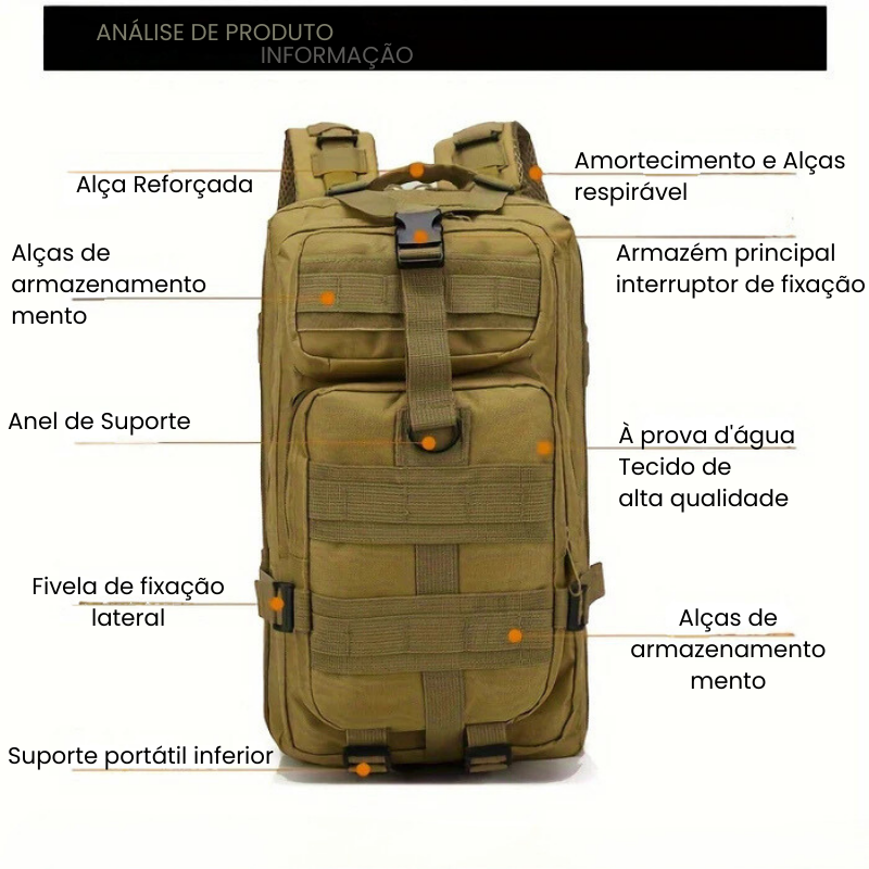 Mochila Tática 30L para Caminhadas e Escaladas