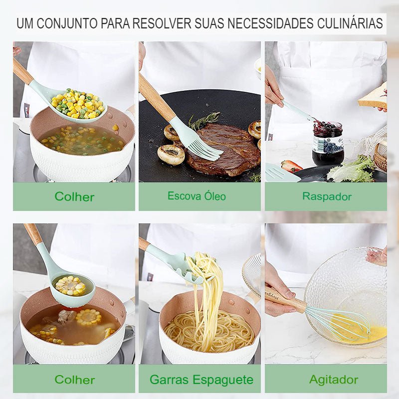 Kit Utensílios Cozinha em silicone - peloi