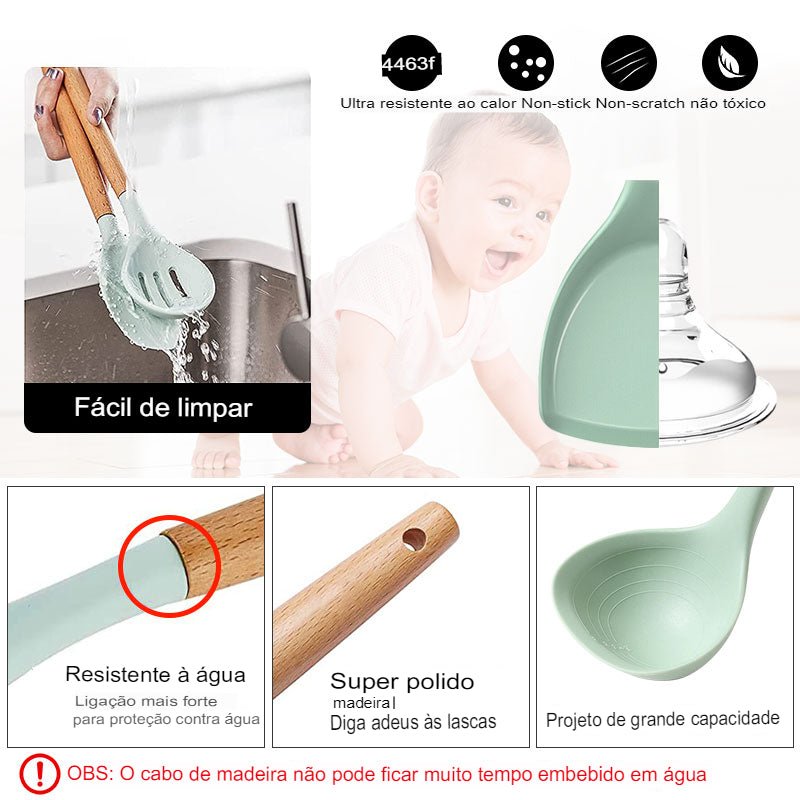 Kit Utensílios Cozinha em silicone - peloi