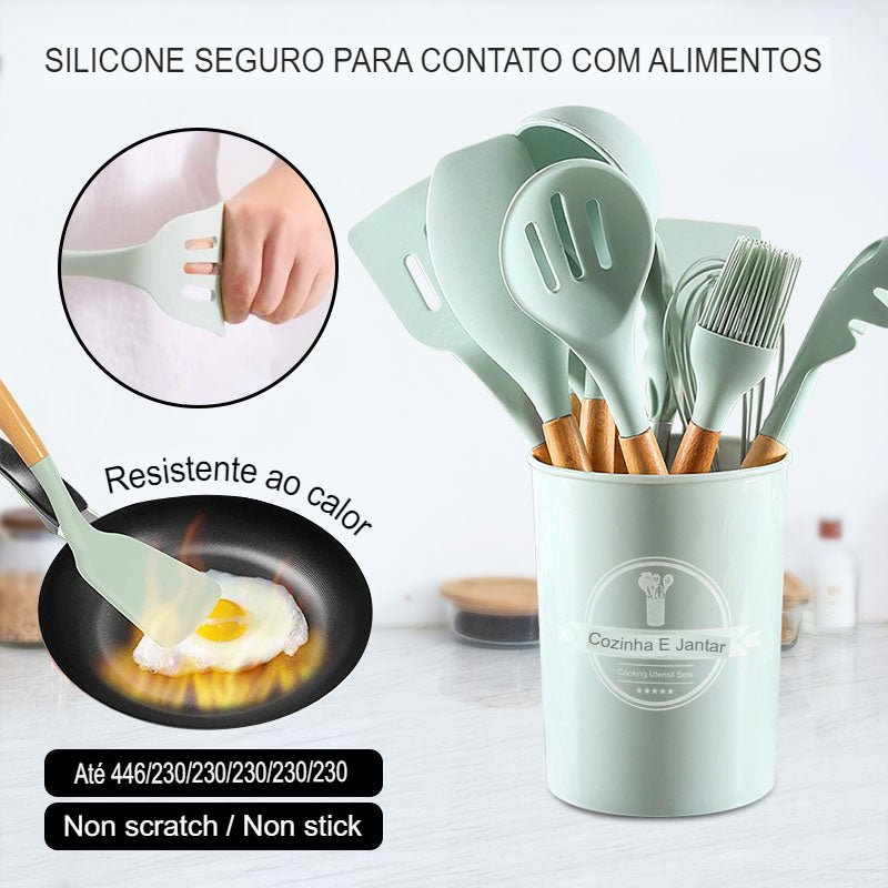 Kit Utensílios Cozinha em silicone - peloi