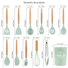 Kit Utensílios Cozinha em silicone - peloi